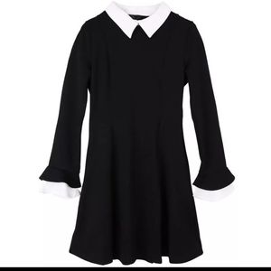 Punk Wednesday Addams Contrast collar dress